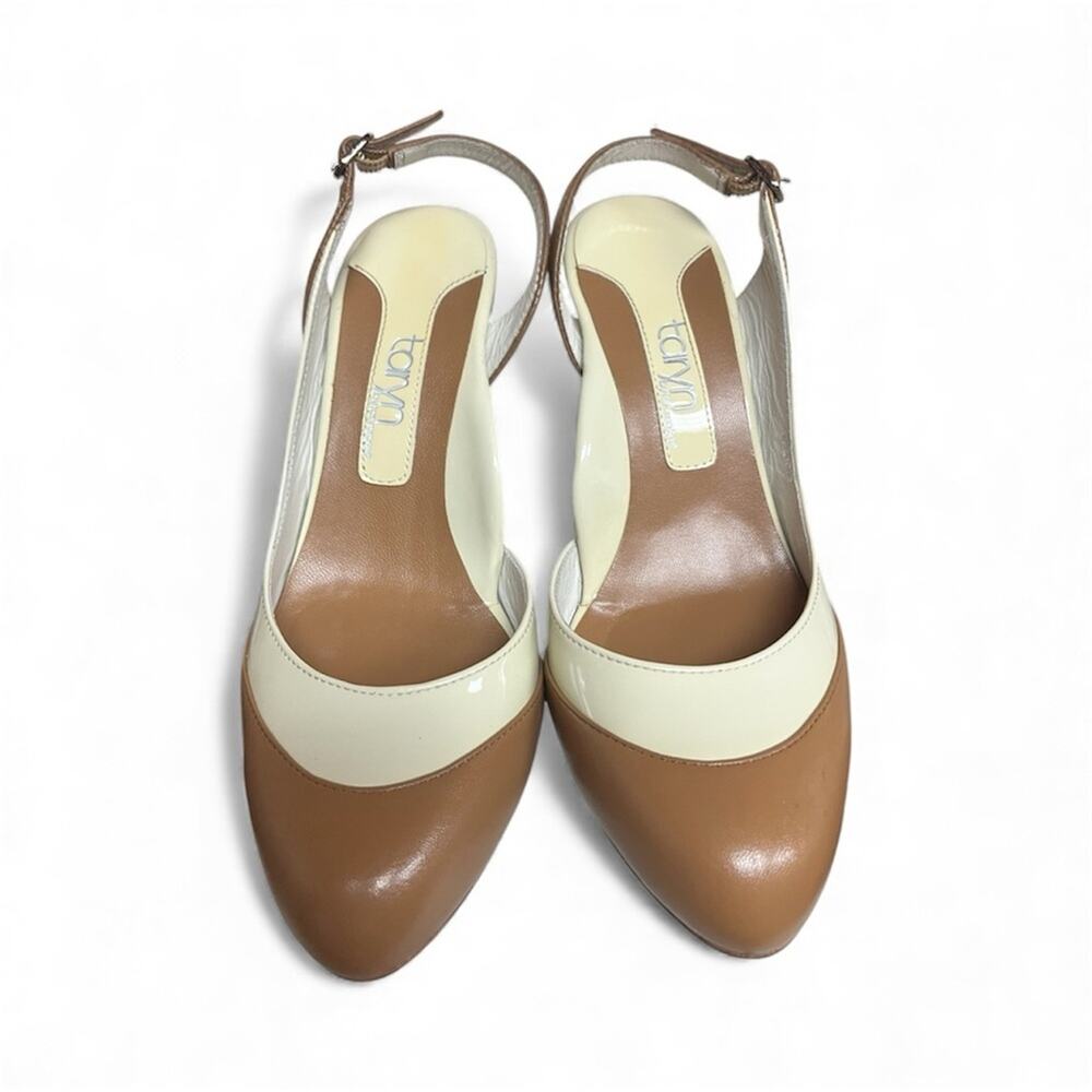 Taryn by Taryn Rose Tan and Cream Harmony Slingback Heels size 5 1/2